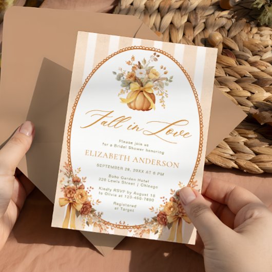 Fall der Liebe Fall Floral Pumpkin Brautparty Einladung