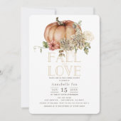 Fall der Liebe Floral Orange Pumpkin Brautparty Einladung (Vorderseite)