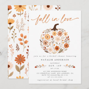 Fall der Liebe Floral Pumpkin Brautparty Einladung