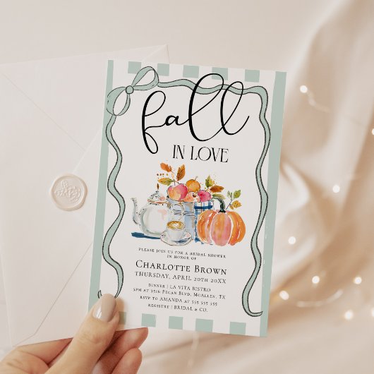 Fall der Liebe Floral Pumpkin Brautparty Einladung