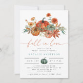 Fall der Liebe Floral Pumpkin Brautparty Einladung (Vorderseite)