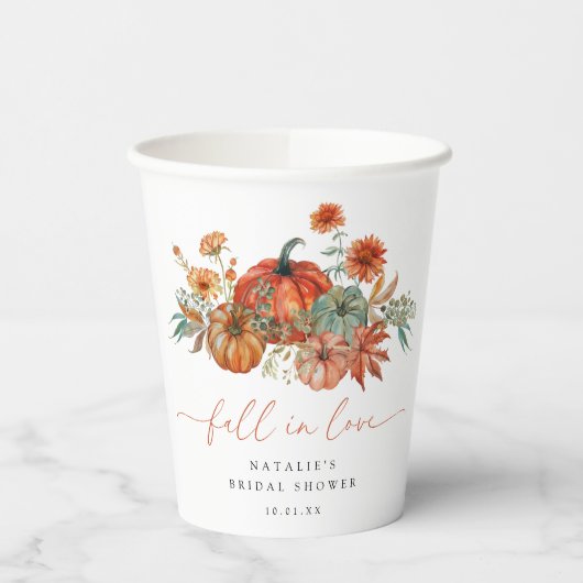 Fall der Liebe Floral Pumpkin Brautparty Pappbecher (Links)