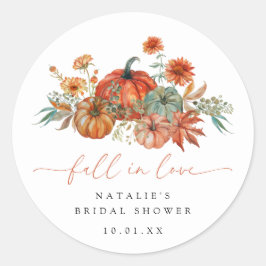 Fall der Liebe Floral Pumpkin Brautparty Runder Aufkleber