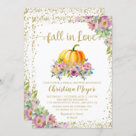 Fall der Liebe Floral Pumpkin Glitzer Brautparty Einladung