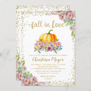 Fall der Liebe Floral Pumpkin Glitzer Brautparty Einladung