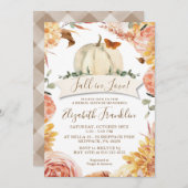 Fall der Liebe Floral und Pumpkin Brautparty Inv Einladung (Vorne/Hinten)