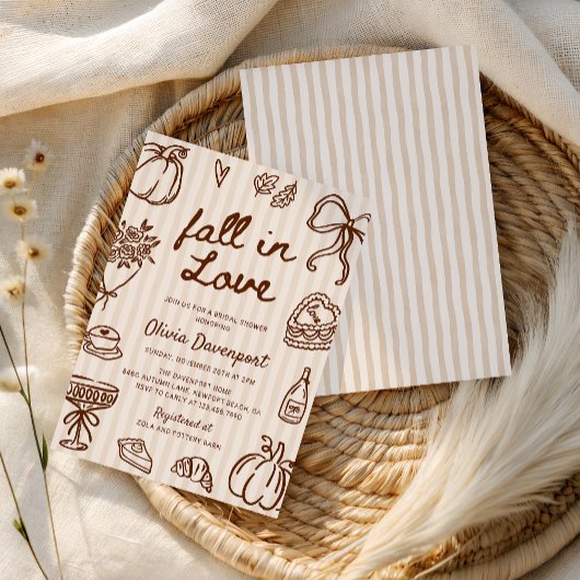 Fall der Liebe Handgezogene Doodle Gemütliches Bra Einladung