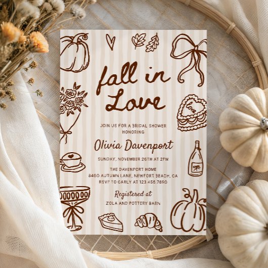 Fall der Liebe Handgezogene Doodle Gemütliches Bra Einladung