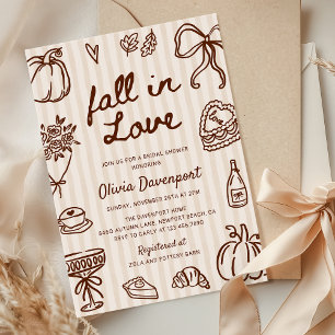 Fall der Liebe Handgezogene Doodle Gemütliches Bra Einladung