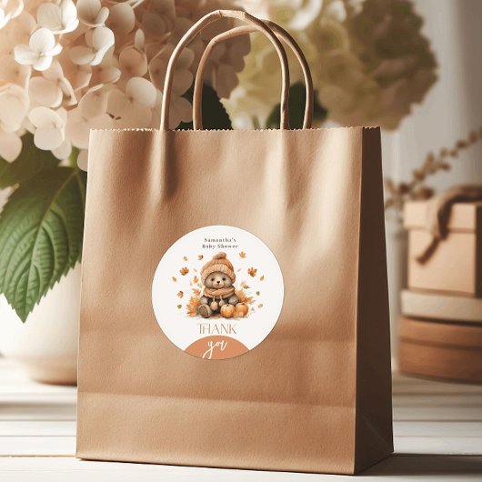 Fall der Liebe Kleiner Teddy Bar Pumpkin Runder Aufkleber