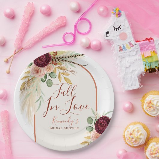 Fall der Liebe Pampas Blumenrost Arch Brautparty Pappteller (Party)