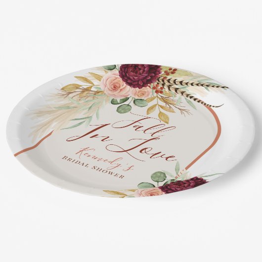 Fall der Liebe Pampas Blumenrost Arch Brautparty Pappteller (Schrägansicht)