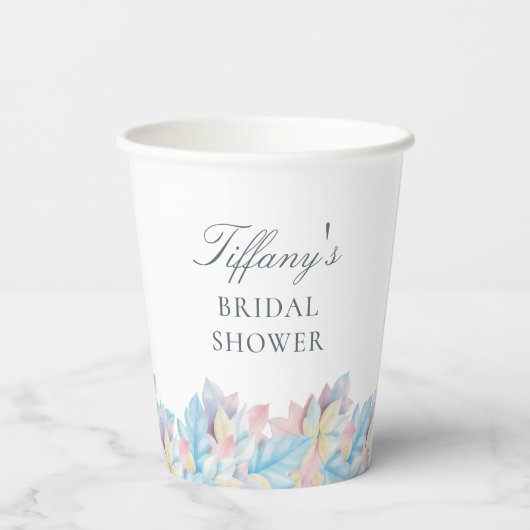 Fall der Liebe Pastel Blue Pumpkin Brautparty Pappbecher (Rückseite)