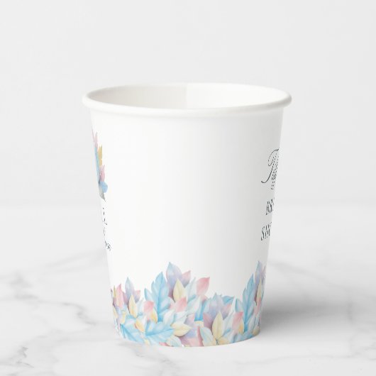 Fall der Liebe Pastel Blue Pumpkin Brautparty Pappbecher (Links)