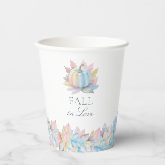 Fall der Liebe Pastel Blue Pumpkin Brautparty Pappbecher (Vorderseite)