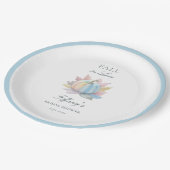 Fall der Liebe Pastel Blue Pumpkin Brautparty Pappteller (Schrägansicht)