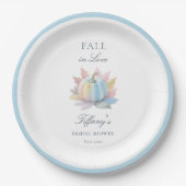 Fall der Liebe Pastel Blue Pumpkin Brautparty Pappteller (Vorderseite)