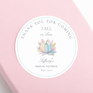 Fall der Liebe Pastel Blue Pumpkin Brautparty Runder Aufkleber