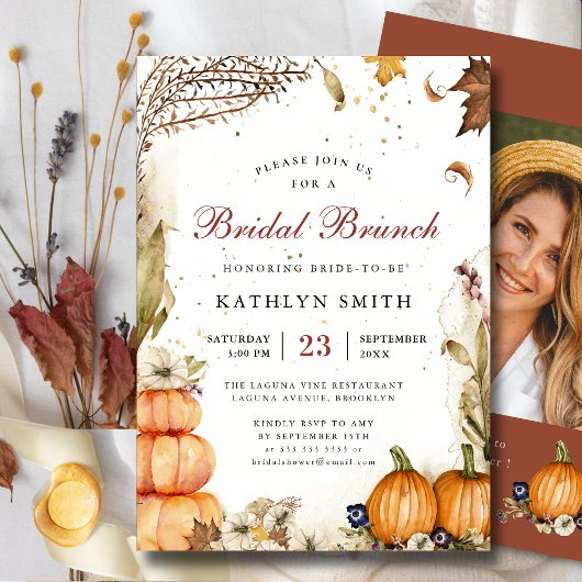 Fall der Liebe Pumpkin Botanischer Bridal Brunch Einladung