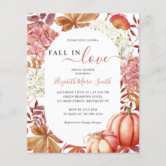 Fall der Liebe Pumpkin Floral Brautparty Einladung (Vorderseite)
