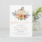 Fall der Liebe Pumpkin Sonnenblumenfall Brautparty Einladung (Stehend Vorderseite)