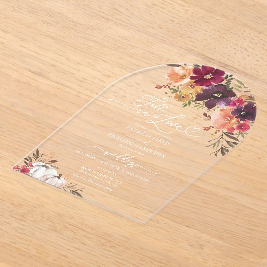 Fall der Liebe Pumpkin Wedding Burgundy Acryleinladungen (Ablage )