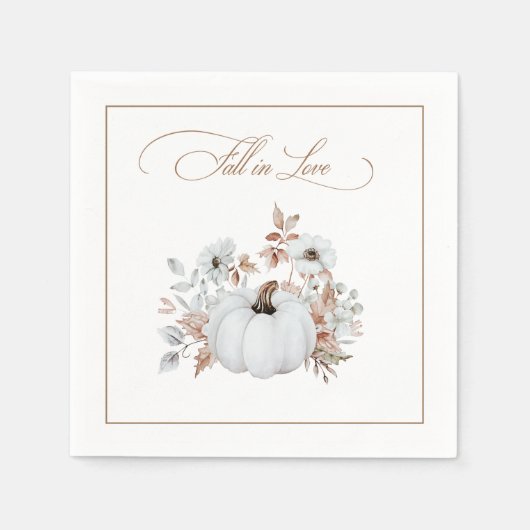 Fall der Liebe Weißer Pumpkin Serviette (Vorderseite)