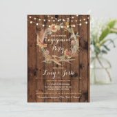Fall der Liebe Wreath Engagement Partei Wood einla Einladung (Stehend Vorderseite)