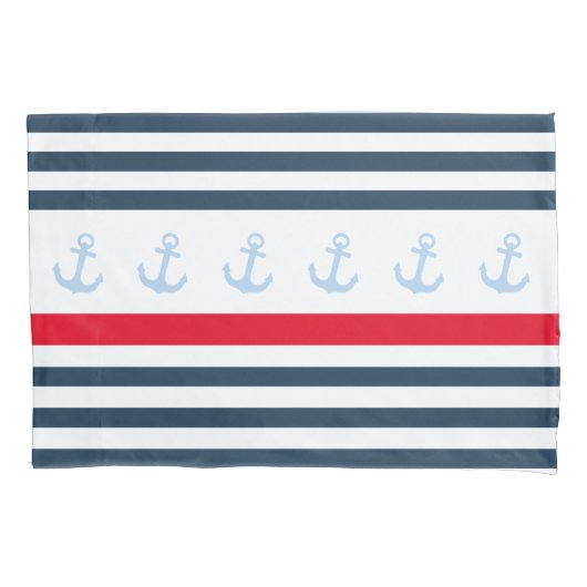 Fall der Nautical Navy und des White Strip Anchor Kissenbezug (Vorderseite)