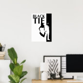 Fall der schwarzen Krawatte: Silhouette von Mann u Poster (Heimbüro)