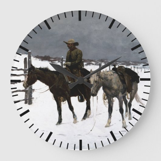 Fall des Cowboy Frederic Remington 1895 Western Große Wanduhr (Vorderseite)
