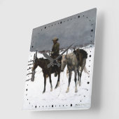 Fall des Cowboy Frederic Remington 1895 Western Quadratische Wanduhr (Winkel)