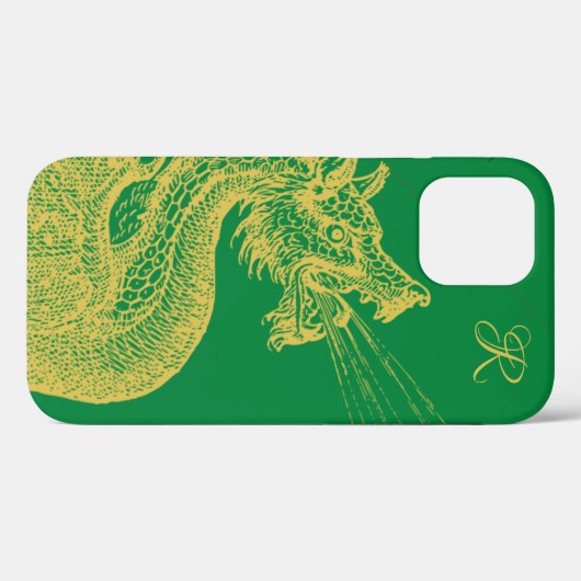 Fall des klassischen Gold Dragon Monogram Case-Mat Case-Mate iPhone Hülle (Rückseite (Horizontal))