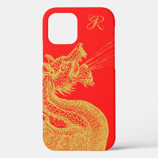 Fall des klassischen Gold Dragon Monogram Case-Mat Case-Mate iPhone Hülle (Rückseite)