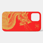 Fall des klassischen Gold Dragon Monogram Case-Mat Case-Mate iPhone Hülle (Rückseite (Horizontal))