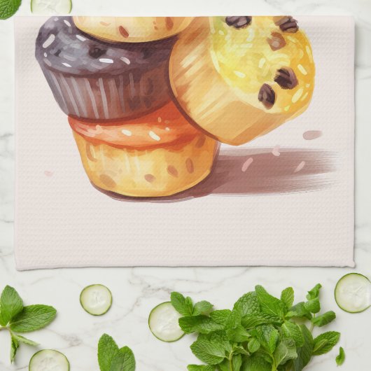 Fall des Muffin Tower Geschirrtuch (Gefaltet)