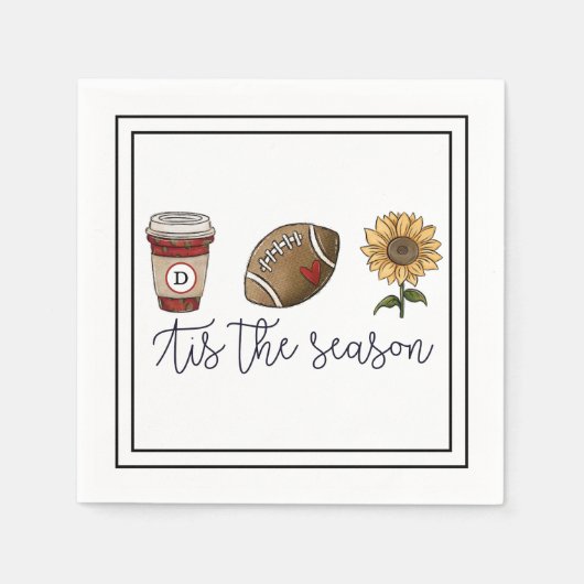 Fall Dies ist die Saison erste Kaffee-Fußball-Blum Serviette (Vorderseite)