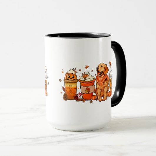 Fall Dog Tasse, Golden Retriever, Fall Vibes Tasse (VorderseiteRechts)