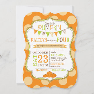 Fall Dots und Pumpkins Geburtstagseinladung Einladung
