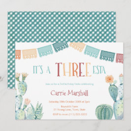 Fall Drei-ESTA Girl 3. Geburtstag Party Fiesta Einladung