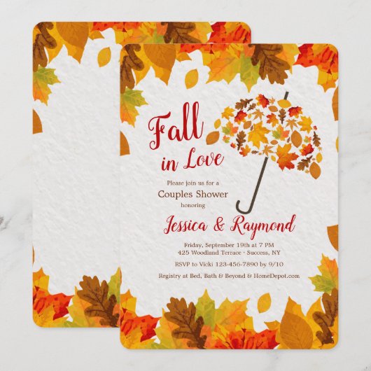 Fall-Duschen-Regenschirm-Einladung Einladung (Vorne/Hinten)