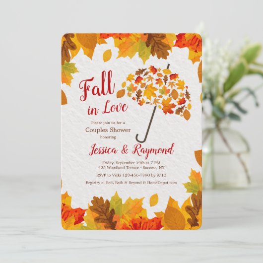 Fall-Duschen-Regenschirm-Einladung Einladung (Stehend Vorderseite)