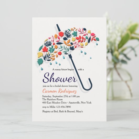 Fall-Duschen-Regenschirm-Einladung Einladung (Stehend Vorderseite)