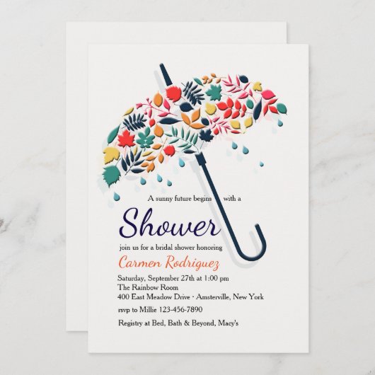 Fall-Duschen-Regenschirm-Einladung Einladung (Vorne/Hinten)