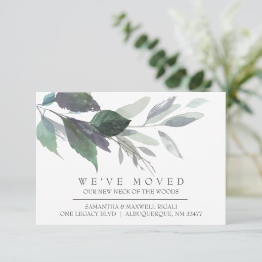 Fall Dusty Blue Blätter Änderung der Adresse (Stehend Vorderseite)