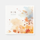 Fall Dusty Blue und Brown Wedding Serviette (Vorderseite)