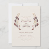 Fall Dusty Lila Rust Wheat Floral Arch Hochzeit Einladung (Vorderseite)