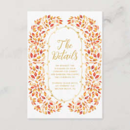 Fall Earth Tones Rustikale Blätter Hochzeitdetails Begleitkarte