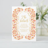 Fall Earth Tones Rustikale Blätter Hochzeitdetails Begleitkarte (Stehend Vorderseite)