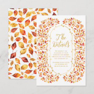 Fall Earth Tones Rustikale Blätter Hochzeitdetails Begleitkarte